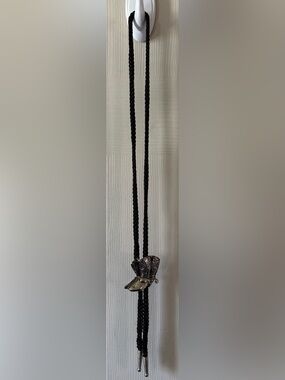 Black Bolo Cowboy Boots Braided Cord Necklace